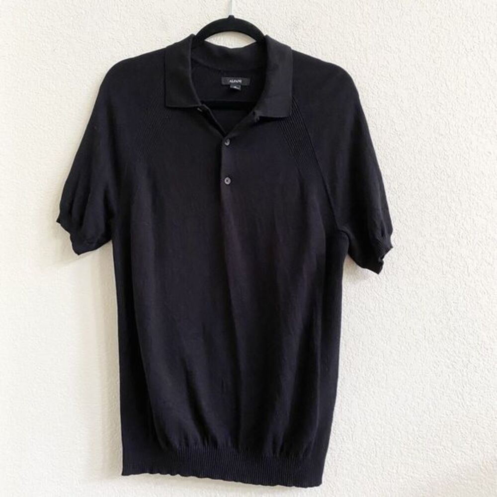 Alfani  Mens Medium Sweater‎ Short Sleeve Polo  Black